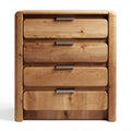Wooden chest of drawers with four storage compartments in natural finish