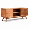 Wooden media console with four drawers and open storage space 140 x 40 x 45cm