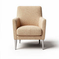 Upholstered armchair in beige fabric with silver metal legs 80 x 75 x 85cm