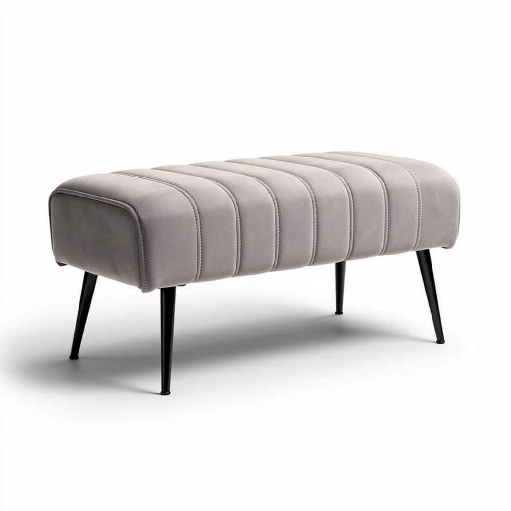 Upholstered bench with black metal legs 100 x 40 x 45cm in gray color