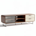 Mid-century modern wooden media console with storage drawers 150 x 40 x 50cm