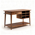 Wooden storage table with drawer and open shelves 120 x 60 x 75cm
