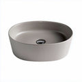 Ceramic oval sink in matte taupe 50 x 30 x 15cm for bathroom vanity