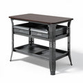Metal frame workstation with wooden top and two storage drawers 120 x 60 x 76cm