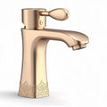 Brushed gold bathroom faucet with single handle design and 15 x 8 x 20cm dimensions