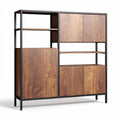 Wooden shelving unit with ribbed design measuring 120 x 40 x 100cm in natural finish