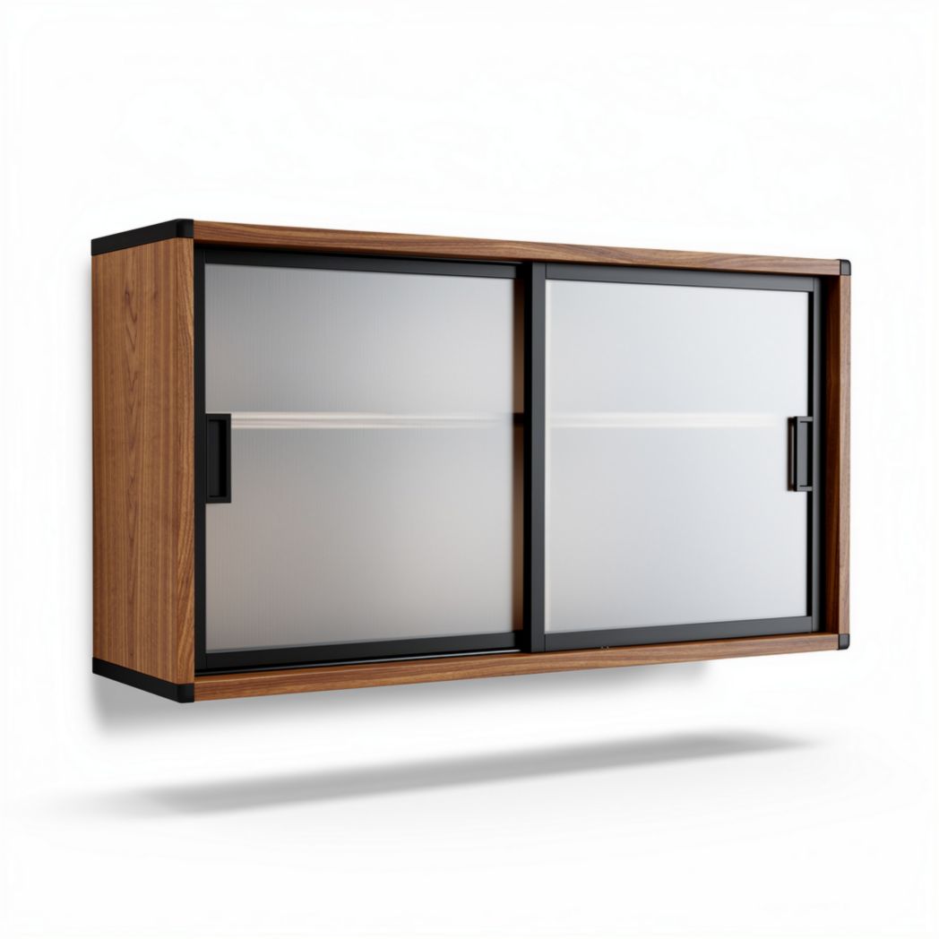 Wooden sliding door cabinet with frosted glass front 120 x 30 x 50cm