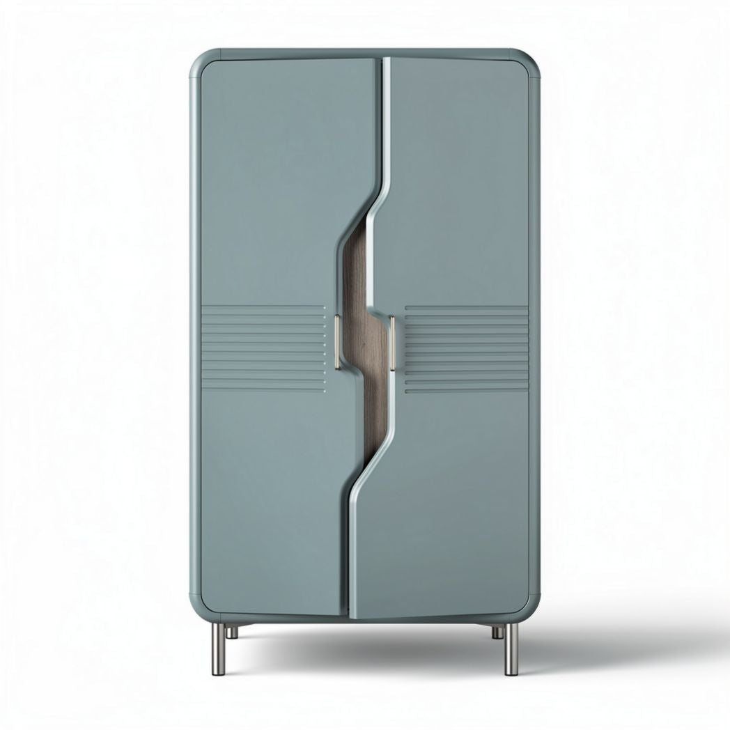Blue metal storage cabinet with two doors and modern design 80 x 40 x 120cm